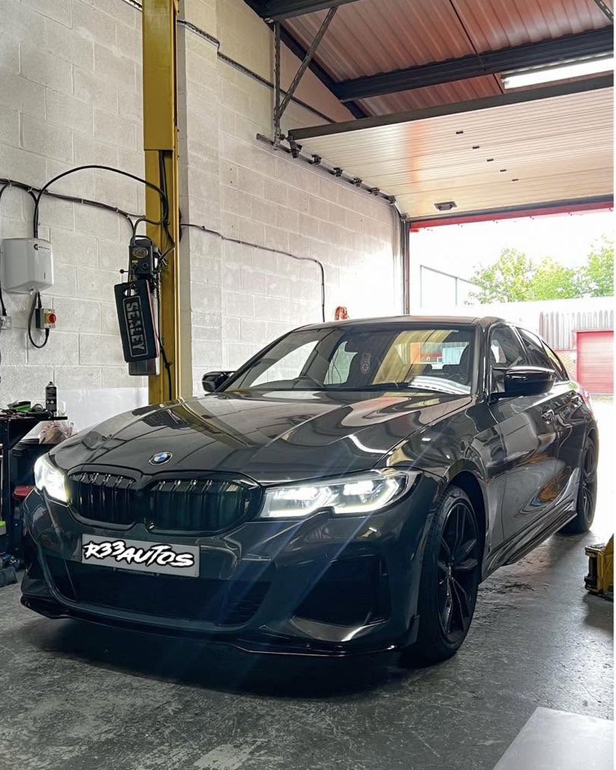 Grey BMW 3 Series in the workshop